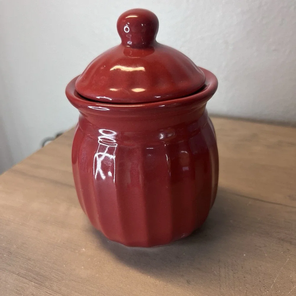 Vintage Ceramic Candle Jars Set of 3 Apple, Pumpkin Flower & Red‎ Canister READ